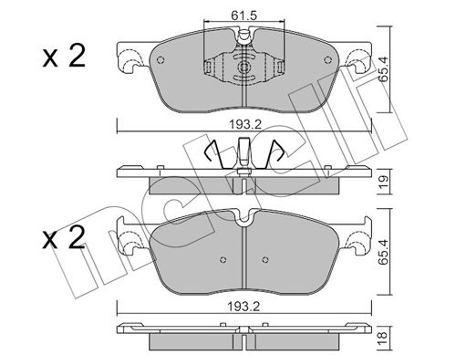 Комплект гальмівних накладок, дискове гальмо METELLI 22-1123-0