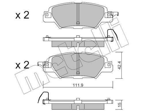 Brake Pad Set, disc brake METELLI 22-1158-0