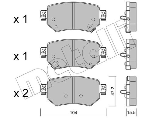 Комплект гальмівних накладок, дискове гальмо METELLI 22-1159-0