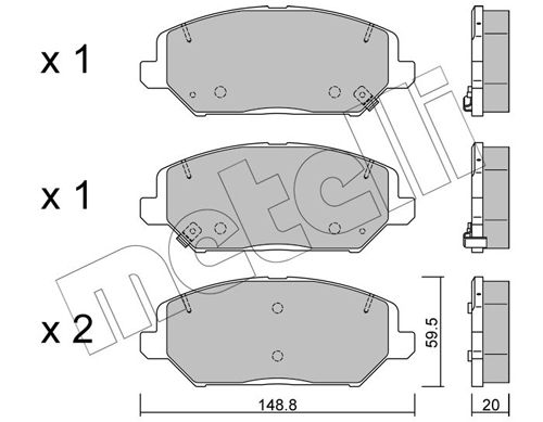 Brake Pad Set, disc brake METELLI 22-1163-0