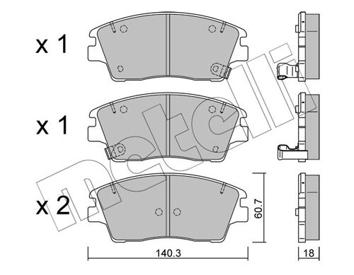 Brake Pad Set, disc brake METELLI 22-1164-0