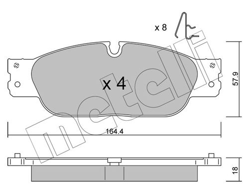 Brake Pad Set, disc brake METELLI 22-1189-0
