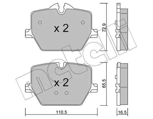Stabdžių trinkelių rinkinys, diskinis stabdys METELLI 22-1266-0