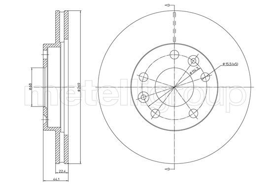 Brake Disc METELLI 23-1288C