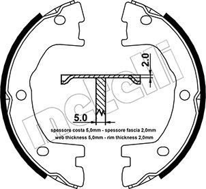 Brake Shoe Set, parking brake METELLI 53-0077