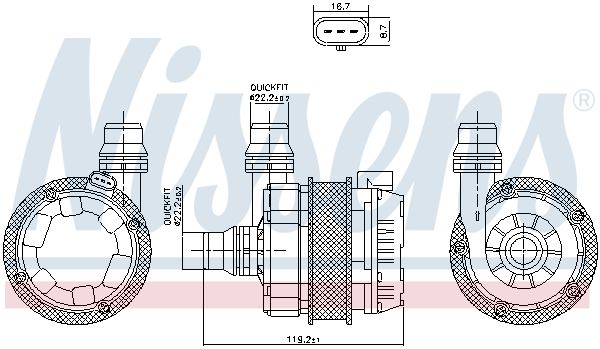 Water Pump, engine cooling NISSENS 831351