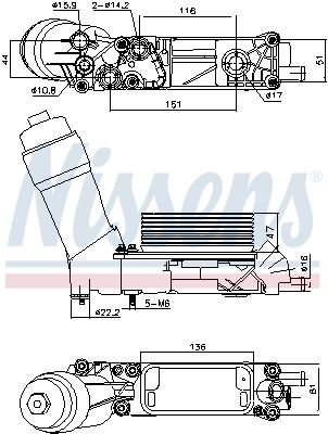 Oil Cooler, engine oil NISSENS 91335