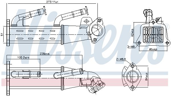 Cooler, exhaust gas recirculation NISSENS 989404