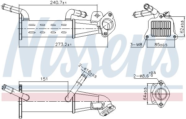 Cooler, exhaust gas recirculation NISSENS 989451