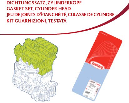 Комплект ущільнень, голівка циліндра CORTECO 418466P