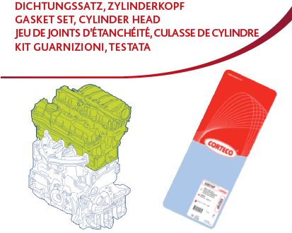 Комплект ущільнень, голівка циліндра CORTECO 83403486