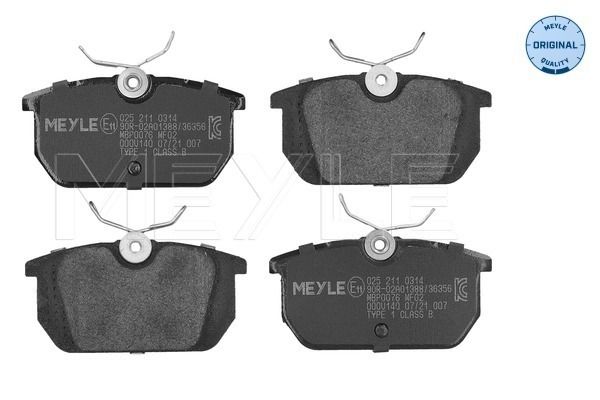 Brake Pad Set, disc brake MEYLE 025 211 0314