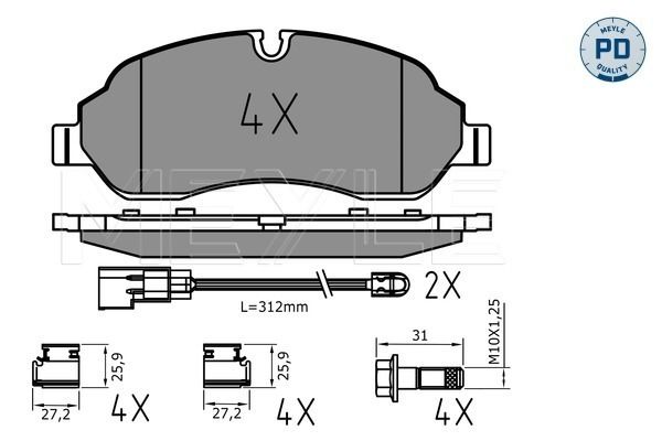 Brake Pad Set, disc brake MEYLE 025 220 3417/PD