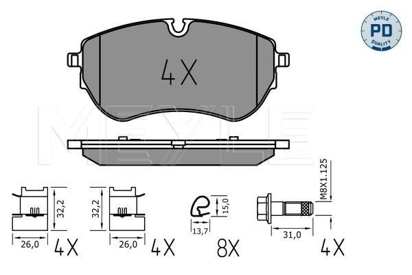 Brake Pad Set, disc brake MEYLE 025 226 4420/PD