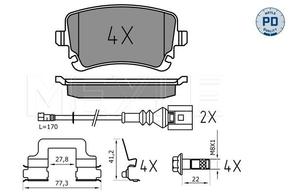 Brake Pad Set, disc brake MEYLE 025 233 2617-1/PD