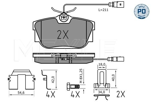 Brake Pad Set, disc brake MEYLE 025 234 4616/PD