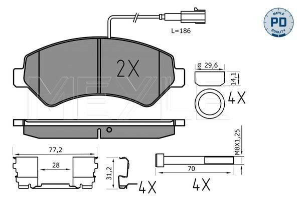 Brake Pad Set, disc brake MEYLE 025 244 6619-1/PD