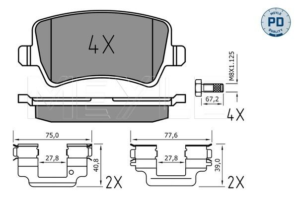 Brake Pad Set, disc brake MEYLE 025 244 9618/PD