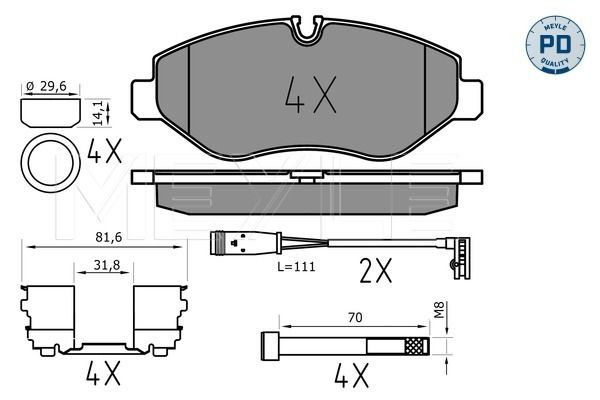 Brake Pad Set, disc brake MEYLE 025 291 9220/PD