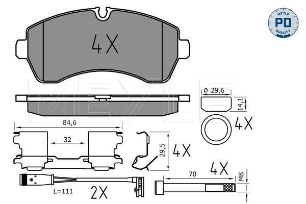 Brake Pad Set, disc brake MEYLE 025 292 0020/PD