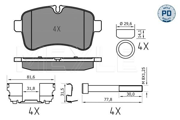 Brake Pad Set, disc brake MEYLE 025 292 3221/PD