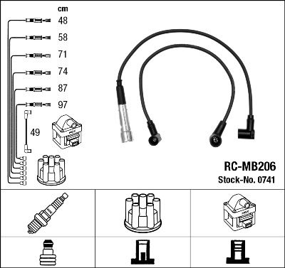 Комплект проводів високої напруги NGK 0741