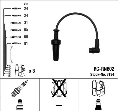 Uždegimo laido komplektas NGK 8184