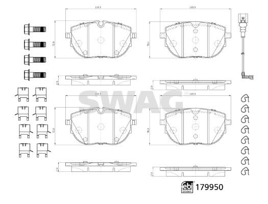 Stabdžių trinkelių rinkinys, diskinis stabdys SWAG 33 10 5568