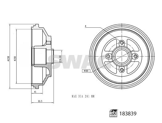 Brake Drum SWAG 33 10 9227