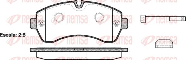 Комплект гальмівних накладок, дискове гальмо REMSA 1243.00