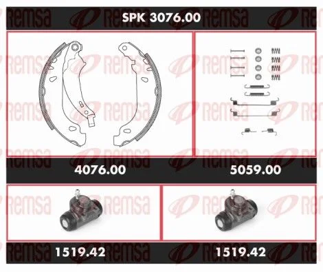 Stabdžių rinkinys, būgniniai stabdžiai REMSA SPK 3076.00
