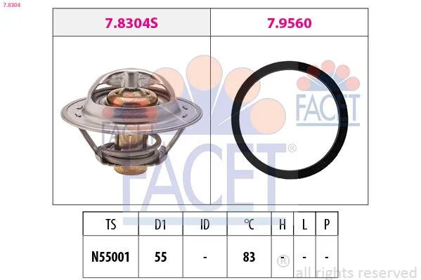 Termostatas, aušinimo skystis facet 7.8304