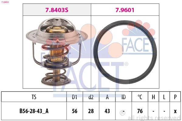Termostatas, aušinimo skystis facet 7.8403