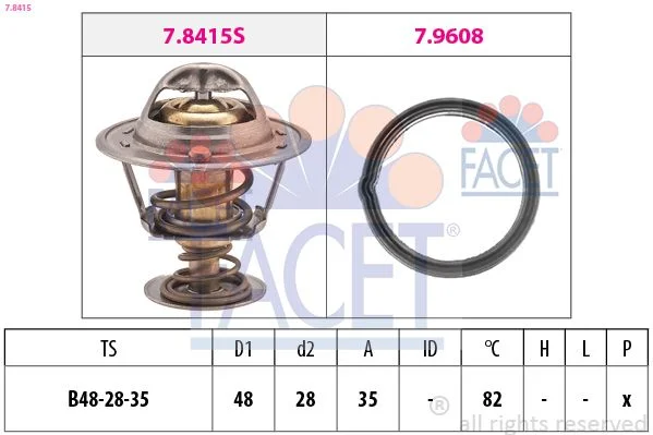 Termostatas, aušinimo skystis facet 7.8415