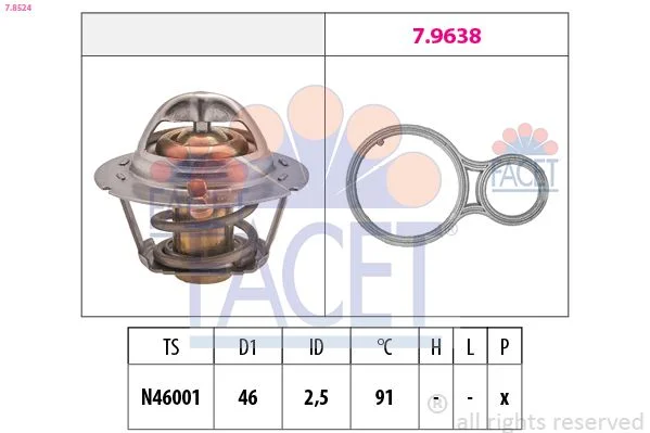 Termostatas, aušinimo skystis FACET 7.8524