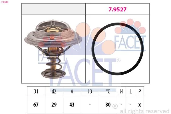 Termostatas, aušinimo skystis facet 7.8549