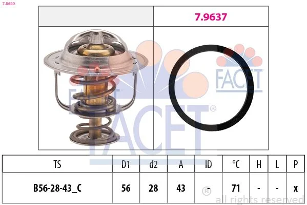 Termostatas, aušinimo skystis facet 7.8650