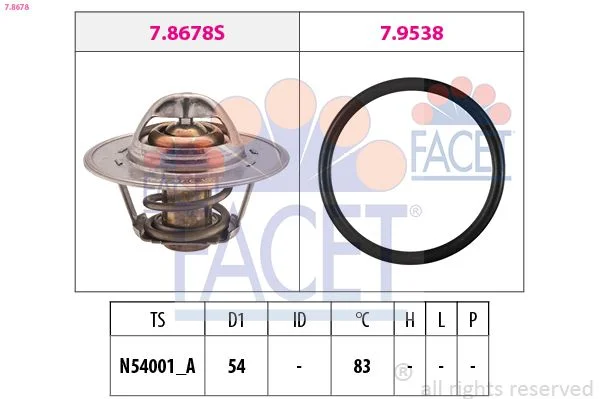 Termostatas, aušinimo skystis facet 7.8678