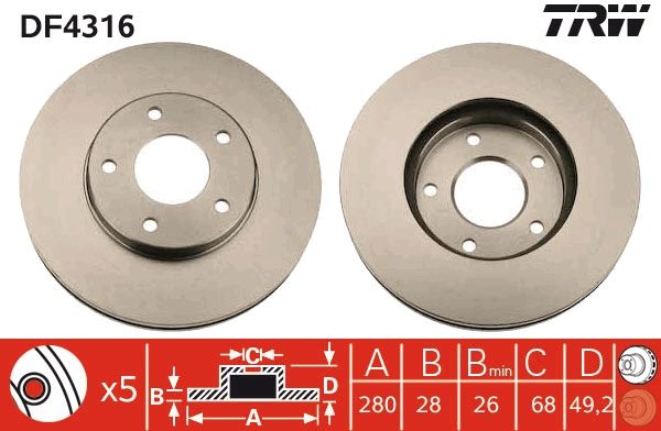 Brake Disc TRW DF4316