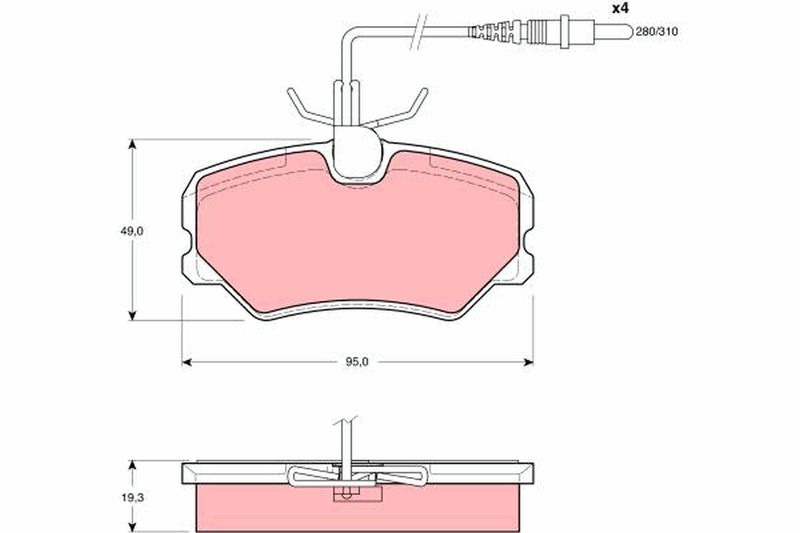 Комплект гальмівних накладок, дискове гальмо TRW GDB1039