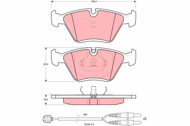 Комплект гальмівних накладок, дискове гальмо TRW GDB1098