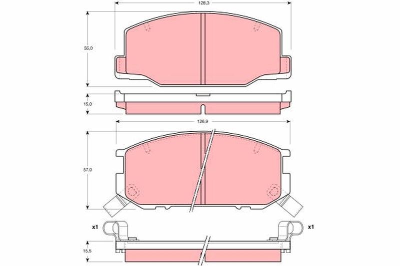 Комплект гальмівних накладок, дискове гальмо TRW GDB1190