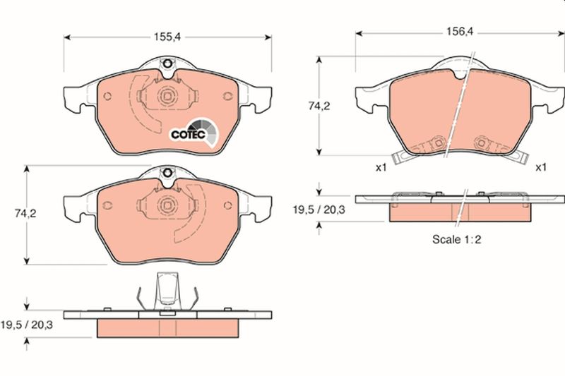 Brake Pad Set, disc brake TRW GDB1342