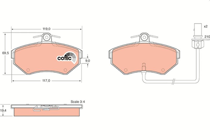 Brake Pad Set, disc brake TRW GDB1366