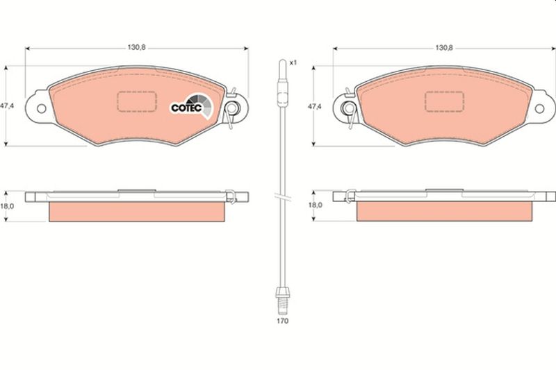 Brake Pad Set, disc brake TRW GDB1402