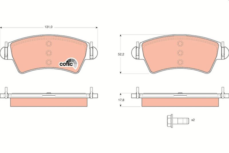 Комплект гальмівних накладок, дискове гальмо TRW GDB1501