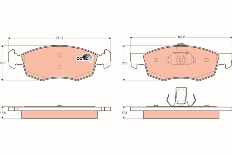 Комплект гальмівних накладок, дискове гальмо TRW GDB1588