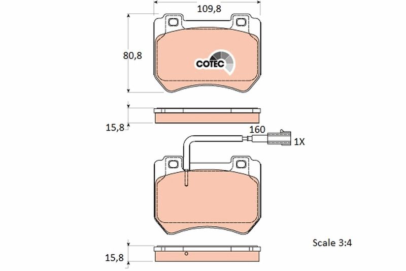 Brake Pad Set, disc brake TRW GDB1904