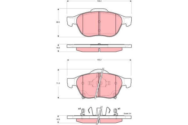 Комплект гальмівних накладок, дискове гальмо TRW GDB3335