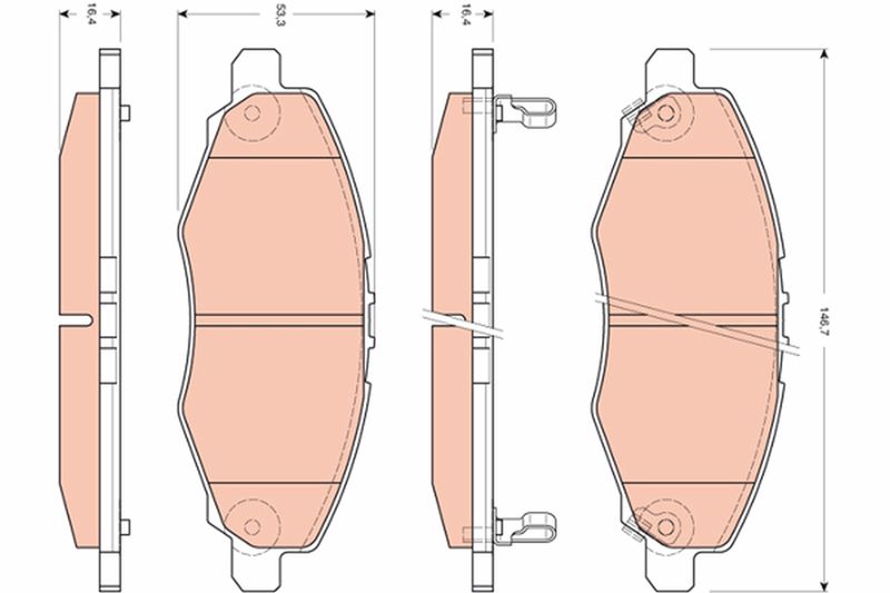 Комплект гальмівних накладок, дискове гальмо TRW GDB3427